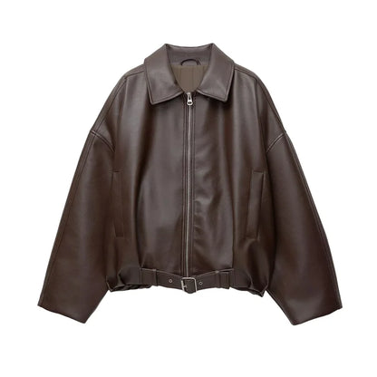VALERIA LEDERJACKE OVERSIZE – TRENDY & ELEGANT