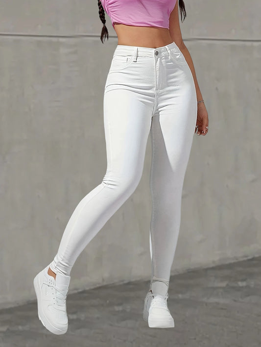 VALENCIA STRETCHJEANS MIT HOHEM BUND UND SKINNY FIT IN WEISS