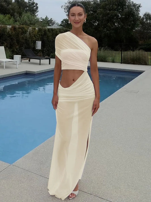 Mozision Mesh Hollow Out Rückenless Sexy Maxi Kleid für Frauen Mode ein ärmellosen aufsehen durch Ruted Bodycon Club Langes Kleid 0
