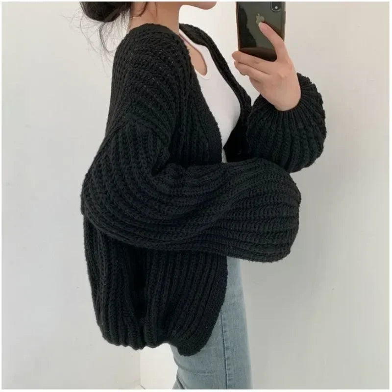 SEYUN CARDIGAN – KURZE STRICKJACKE IM KOREAN STYLE MIT FLEDERMAUSÄRMELN