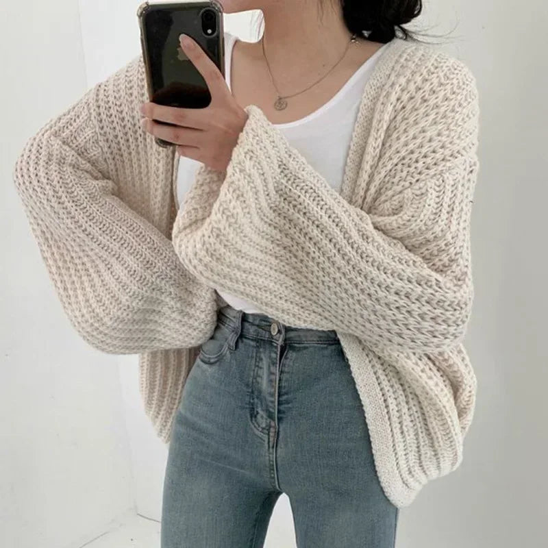 SEYUN CARDIGAN – KURZE STRICKJACKE IM KOREAN STYLE MIT FLEDERMAUSÄRMELN