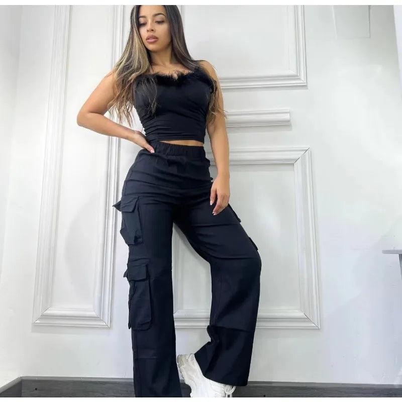 ZADORA CARGOHOSEN MIT TASCHEN UND WEITEM BEIN