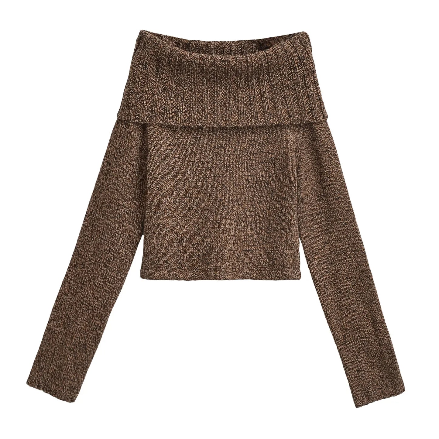 ALVARA PULLOVER – OFF-SHOULDER STRICK IN BRAUN