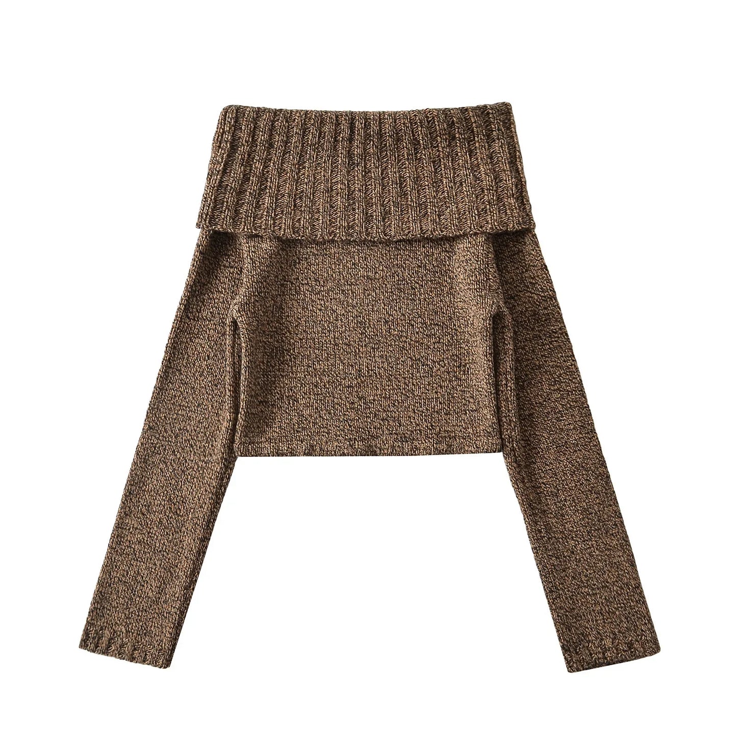 ALVARA PULLOVER – OFF-SHOULDER STRICK IN BRAUN