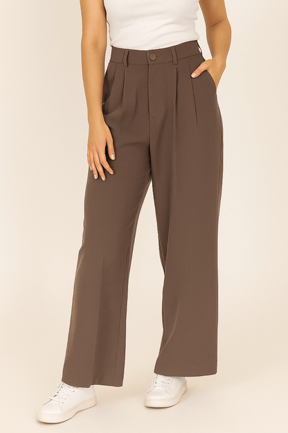 RINA STOFFHOSE MIT WEITEM BEIN UND BUNDFALTEN