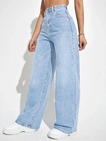Damen Hose Blau Größe M Baumwolle Weit-3