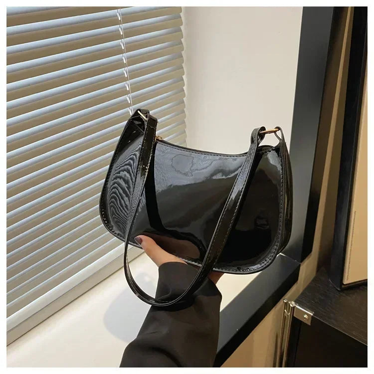 Variant image for Women's Patent Leather Handbag Versatile Fashion Shoulder Casual Commuting Bags Girl Brand Designer Zipper Handbag Korean 2025-3