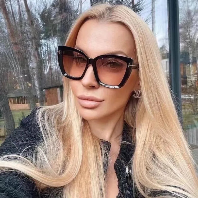 Brand Designer Cat Eye Sunglasses W omen Vintage 2024 High Quality Sun Glasses Fashion Big Frame Cool Sexy Female Oculos-3