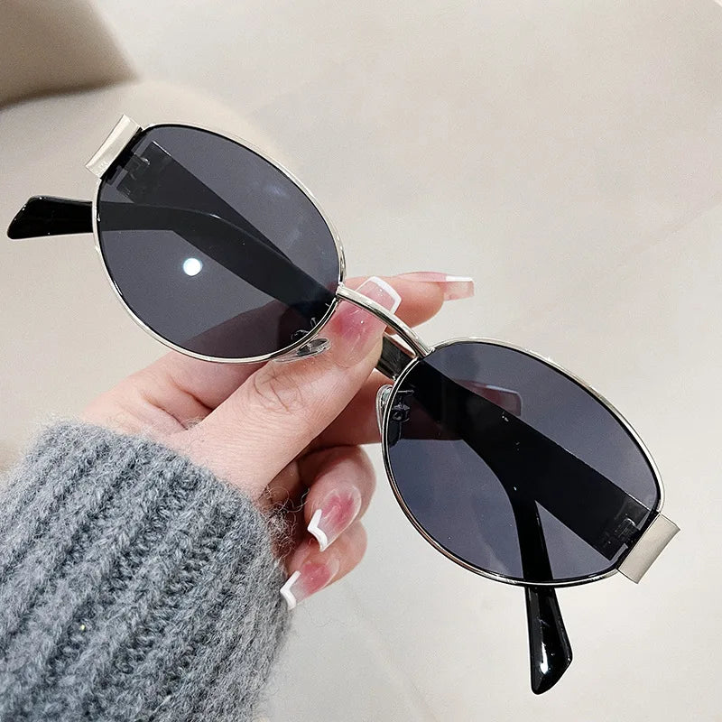 Variant image for Fashion Oval Sunglasses Women Retro Trend Outdoor Metal Sun Glasses High Quality Classic Men Luxury Brand Eyewear UV400 Goggles-1