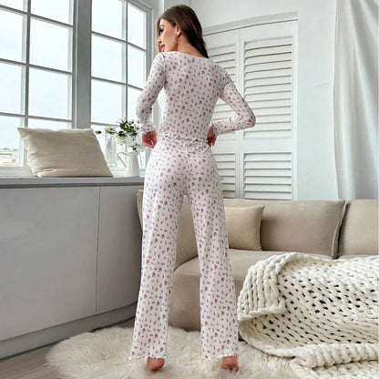 LOUNGEWAER SET DAMEN BLUMENMUSTER