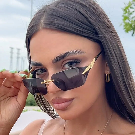 SORAYA SONNENBRILLE – UNISEX-SONNENBRILLE RAHMENLOS SCHWARZ AUS METALL MIT UV-SCHUTZ
