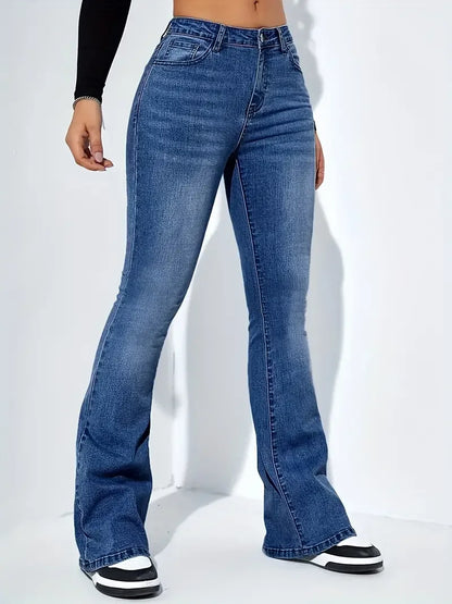 Variant image for Damen Schlagjeans Schwarz Größe M Dehnbar Hohe Taille-12