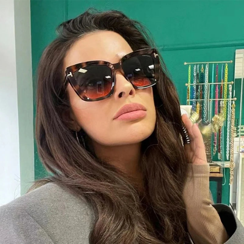Brand Designer Cat Eye Sunglasses W omen Vintage 2024 High Quality Sun Glasses Fashion Big Frame Cool Sexy Female Oculos-4