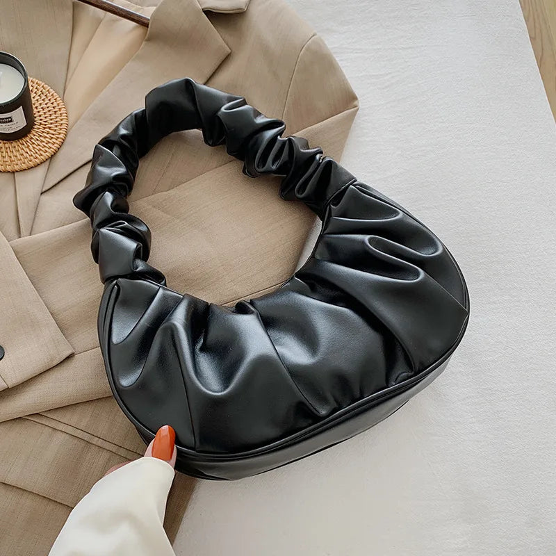 Variant image for Fashion Pleated Handlebags for Women PU Cloud Bags Leisure Armpit Bag Shopping Shoulder Bags Dumpling Handbag Female Hand Bags-3