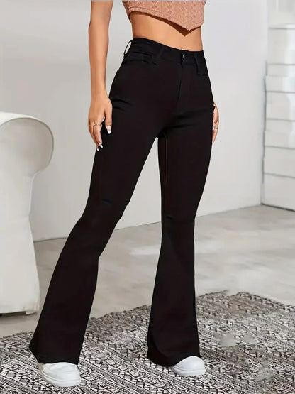 Variant image for Damen Schlagjeans Schwarz Größe M Dehnbar Hohe Taille-18