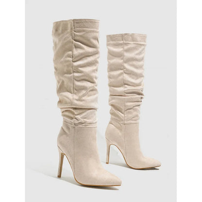 ISABELLA – KNIEHOHE STIEFELETTE MIT FALTENOPTIK & BLOCKABSATZ