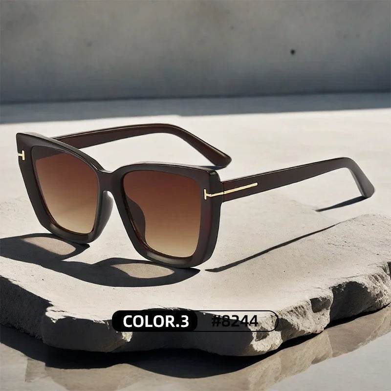 Variant image for Brand Designer Cat Eye Sunglasses W omen Vintage 2024 High Quality Sun Glasses Fashion Big Frame Cool Sexy Female Oculos-2