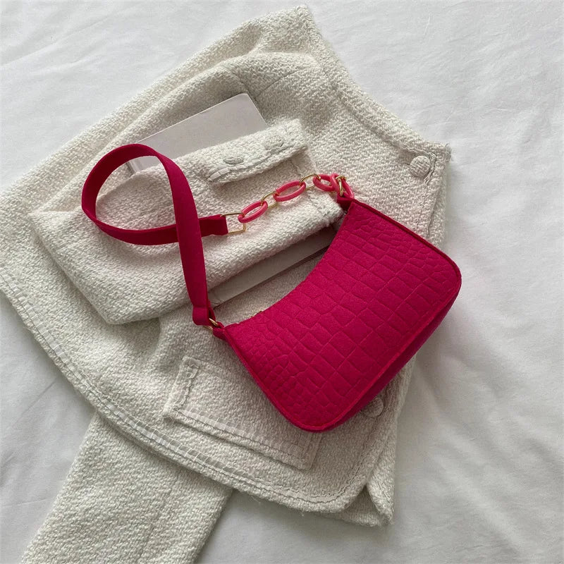 Variant image for Lady Felt Armpit Design Luxury Tote Released Fashion Ladies Handbag Under Crescent Small Square Bag-4