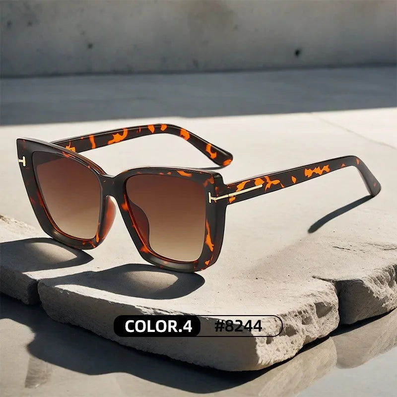 Variant image for Brand Designer Cat Eye Sunglasses W omen Vintage 2024 High Quality Sun Glasses Fashion Big Frame Cool Sexy Female Oculos-3