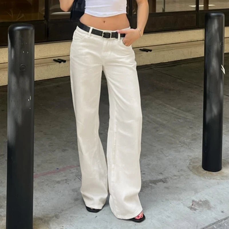 VALERIE WEITE HOSE IN CREME MIT BÜGELFALTE UND TAILLENBUND