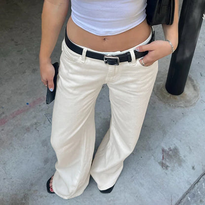 VALERIE WEITE HOSE IN CREME MIT BÜGELFALTE UND TAILLENBUND