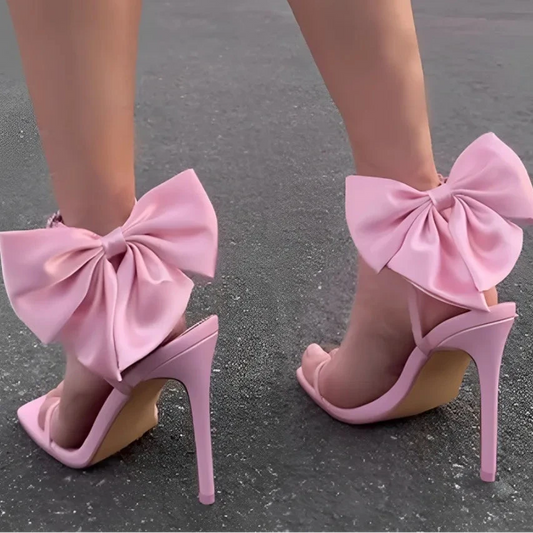 SORAYA – DAMEN SANDALE MIT SCHLEIFENABSATZ IN ROSA, SCHWARZ & BEIGE