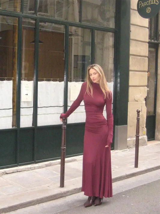 ISABELLA – BODYCON MAXIKLEID IN BORDEAUX