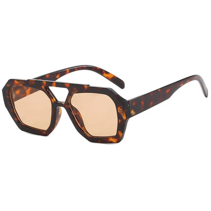 Variant image for Vintage Square Sunglasses for Women Men Thick Frame Double Bridges Eyewear Female Fashion Chic Polygon Sun Glasses Leopard Blue-8