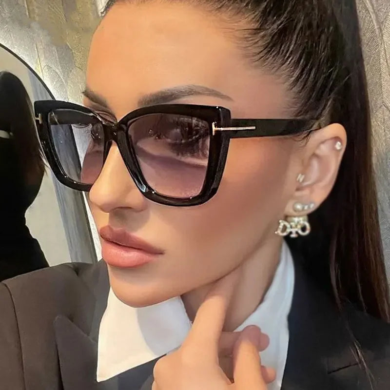 Brand Designer Cat Eye Sunglasses W omen Vintage 2024 High Quality Sun Glasses Fashion Big Frame Cool Sexy Female Oculos-2