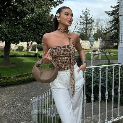 Damen Top Leopard Print Größe M Tüll-4