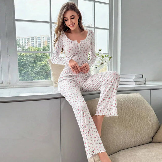 LOUNGEWAER SET DAMEN BLUMENMUSTER