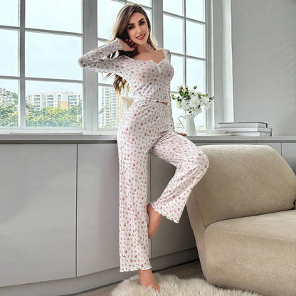 LOUNGEWAER SET DAMEN BLUMENMUSTER