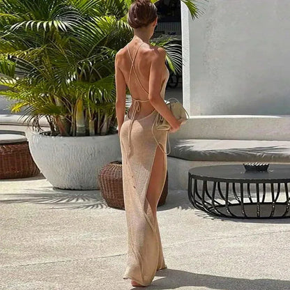 JULI – TRANSPARENTES STRANDKLEID MIT SCHLITZ IN SCHWARZ UND BEIGE