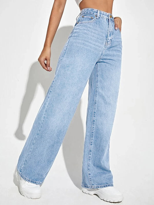 Damen Hose Blau Größe M Baumwolle Weit-2
