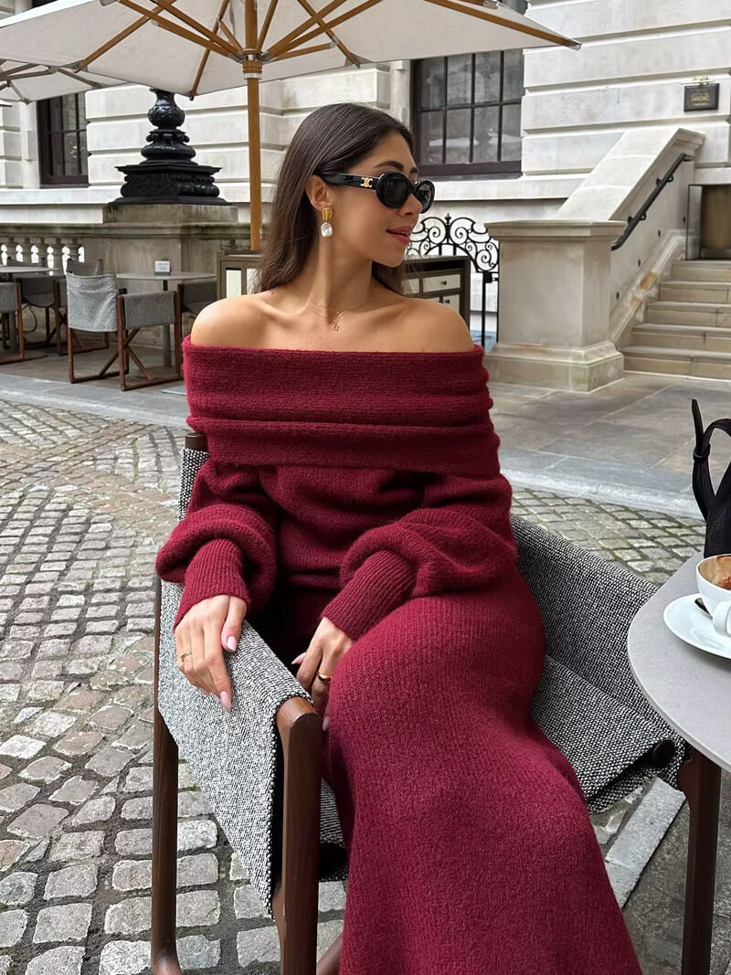 Dexi – Schulterfreies Midi-Kleid 2