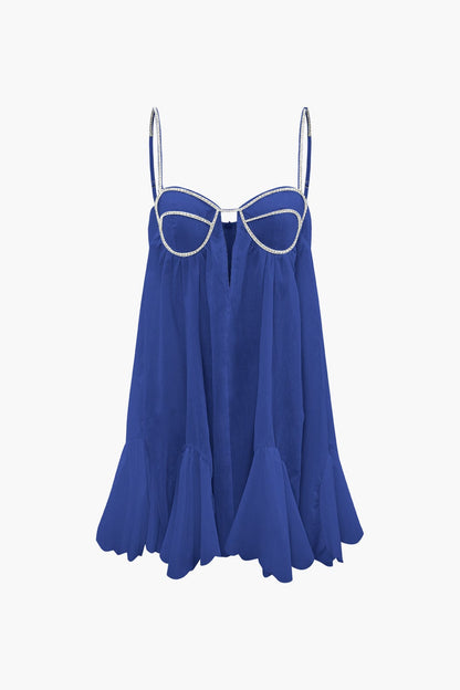 DALIA KLEID – ZARTES MINIKLEID MIT WELLENSAUM UND CHAIN-DETAIL