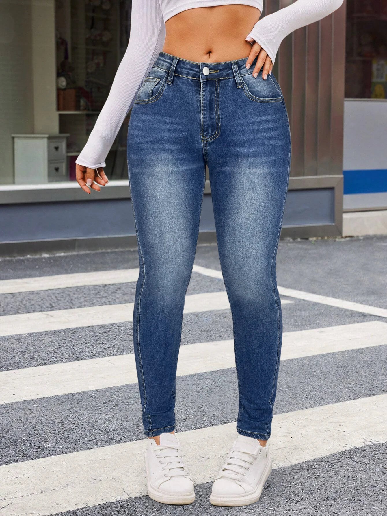 VIANELLA PUSH-UP HIGH WAIST JEANS IN BLAU FÜR DAMEN