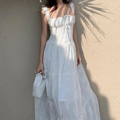 Während des Temperaments sexy Rückenless Maxi Kleider Hollow Out Mesh Riched Halfter lange Kleider eleganter Frauen Sommer für 2024 Vestidos 3