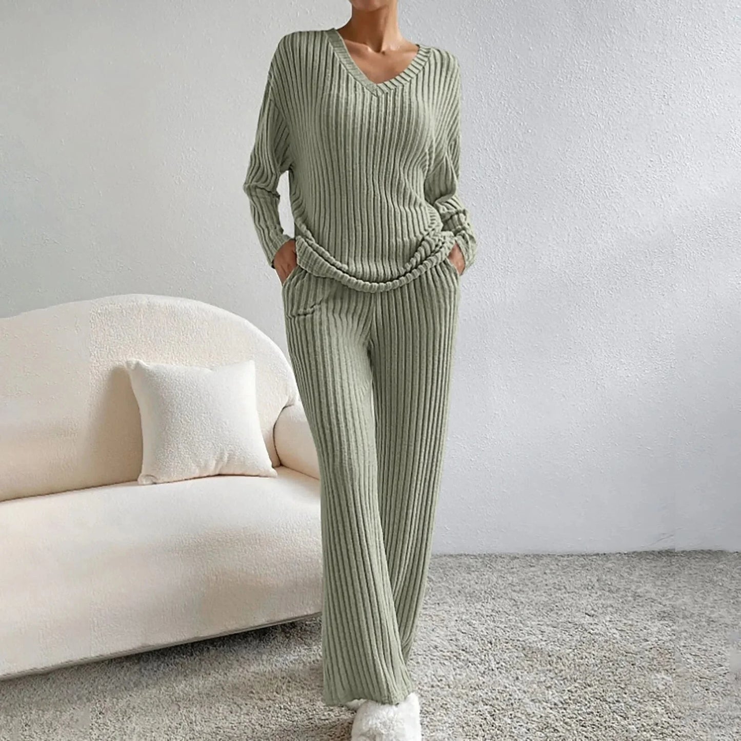 Variant image for Damen Lounge-Set Grau Größe M Baumwolle-21