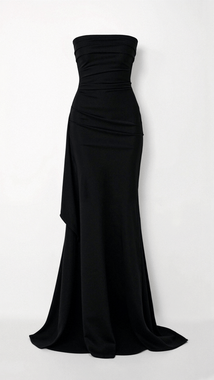 LYNN | SCHWARZES TUBE-ABENDKLEID MIT SCHLITZ