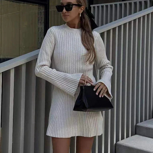 NICOLE | GERIPPTES MINIKLEID MIT LANGEN ÄRMELN