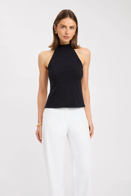 LYNNE – SCHWARZES NECKHOLDER TOP MIT ELEGANTEM SCHNITT
